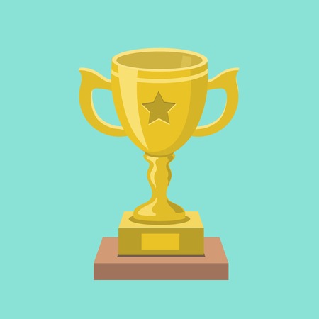 Vector success concept in flat style - business leader concept - golden bowl iconのイラスト素材