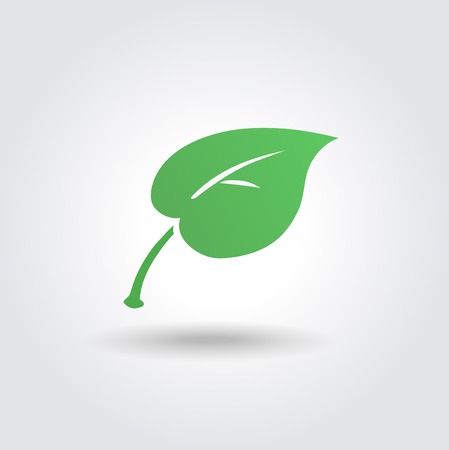 Eco icon with green leaf, vector bio sign on white backgroundのイラスト素材
