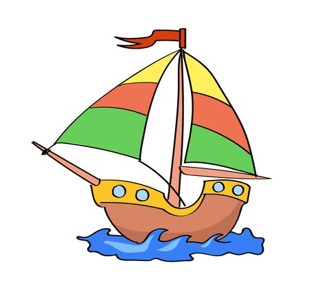 boat cartoon colorful   on  a white backgroundのイラスト素材