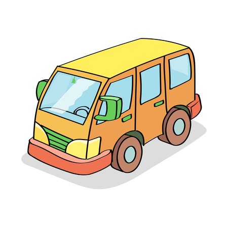 Cartoon Bus  Colored isolated on white backgroundのイラスト素材