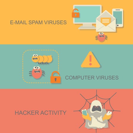 Hacker activity computer and e-mail viruses conceptのイラスト素材