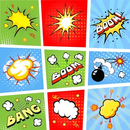 Comic speech bubbles and comic  strip background  illustrationの写真素材
