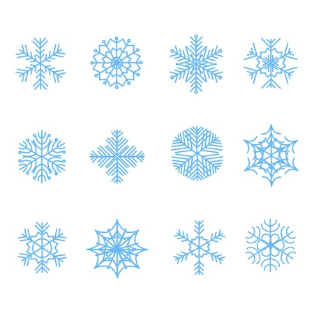 Snowflake blue icons set, vector illustration  on white backgroundのイラスト素材