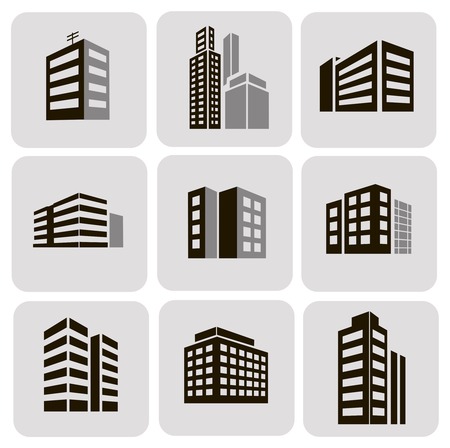 Buildings  web sticker icons set on whiteの写真素材