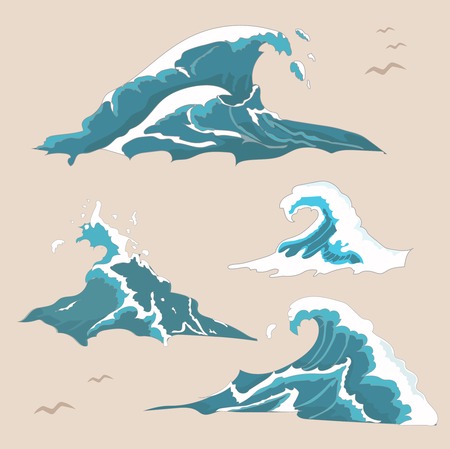 Wave ocean and sea Collectionのイラスト素材