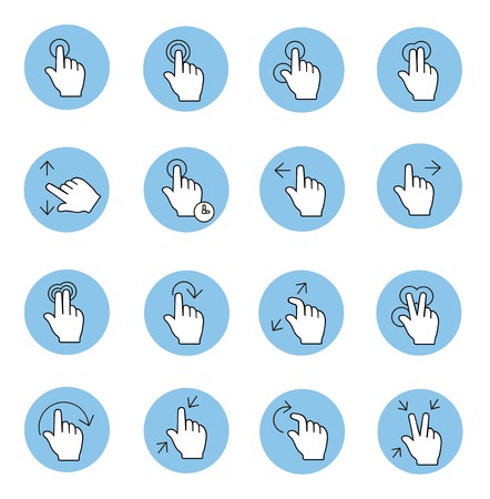 Touch gestures icons  set isolated thin lineの写真素材