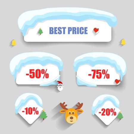 Winter design Christmas sale stickers  discountsのイラスト素材
