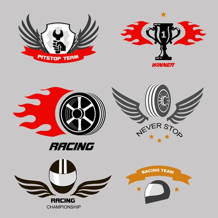 Car racing badges and motorcycle service,  Championship logosのイラスト素材