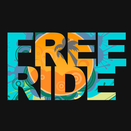 Surfer free ride  typography, kite surf t-shirt graphics, vectorsのイラスト素材