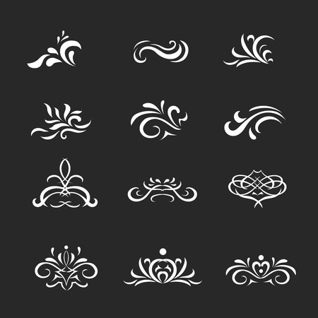 Beautiful white vintage decorative elements and ornamentsの写真素材