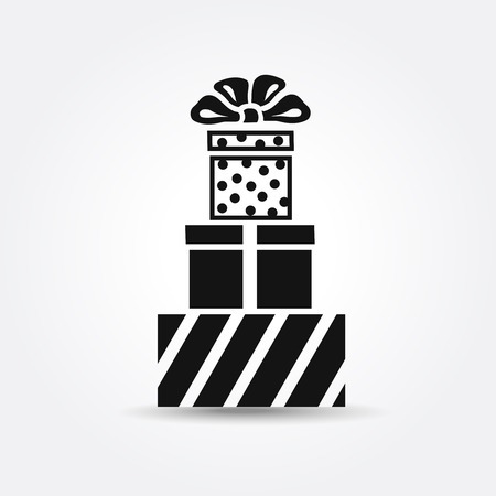 icon Gift box icon black isolated on white background. illustration.の写真素材