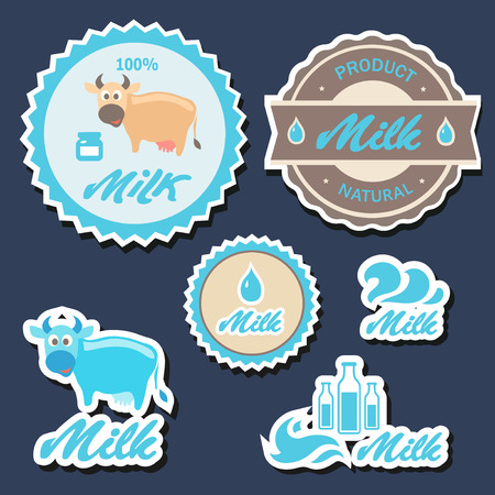 Set of  labels and icons for milk  in vectorのイラスト素材