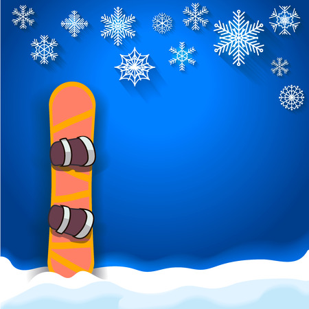 winter sports poster  background with snowboard snowflake and place for textの写真素材