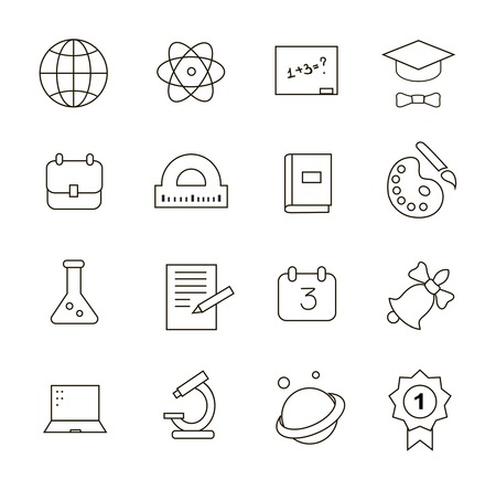 School Education Icons thin line isolated on whiteの写真素材