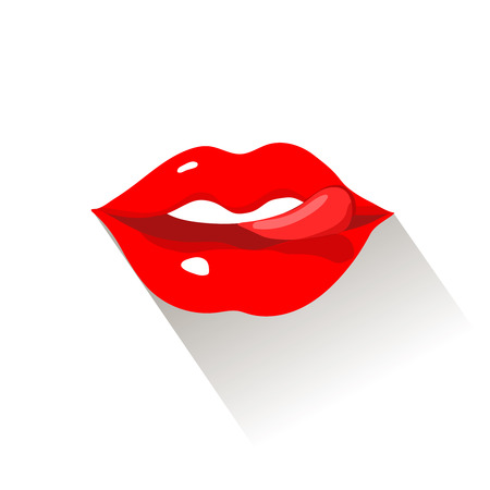 female red sexy lips isolatedの写真素材