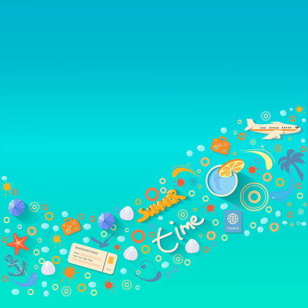 Summer vacations design,  illustration  graphic with a place for textの写真素材