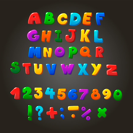 Multicolored kids  Font,  letters,  numbers and orthographic symbolsの写真素材