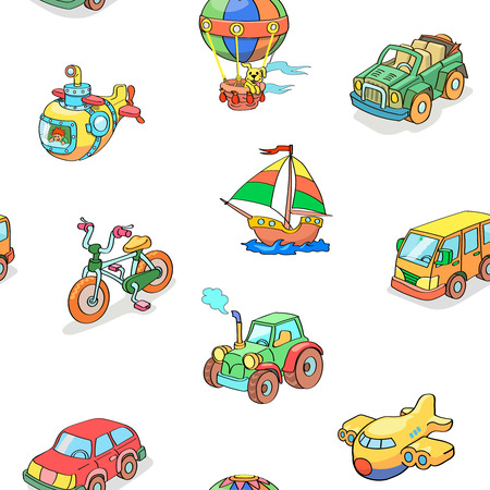 Cartoon collection  of Transportation seamless pattern vectorのイラスト素材