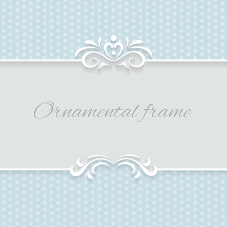 Paper lace frame with seamless borders over ornamental blue background, vectorのイラスト素材