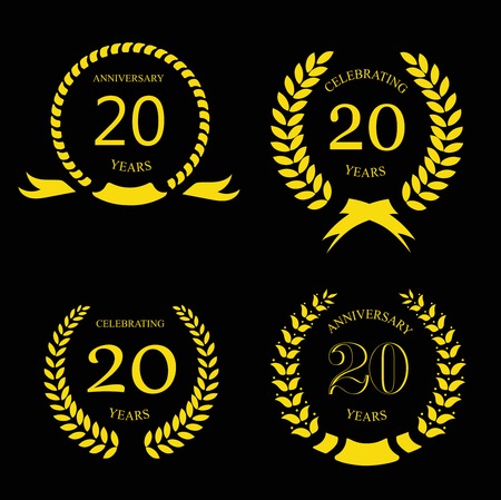 twenty years anniversary laurel gold wreath - 20 years setの写真素材