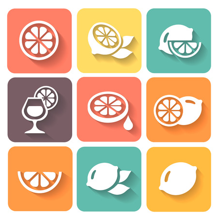 Lemon, lime icons setのイラスト素材