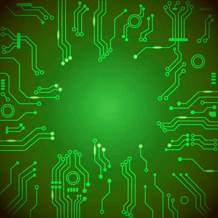 Circuit board green vector background.   engineering and tech, motherboard and computer design, vector illustrationのイラスト素材