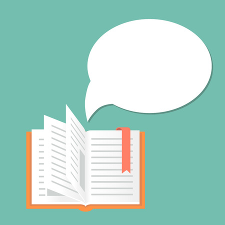 Open book background with speech bubble.  のイラスト素材