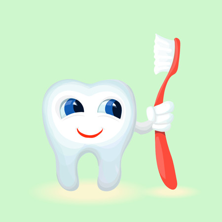 Children teeth care and hygiene cartoon flat  vector illustrationのイラスト素材