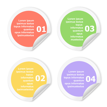Infographics Design template.   Numbered circle color  infographic, sticker for graphic or website, presentation and chart  Vector illustrationのイラスト素材