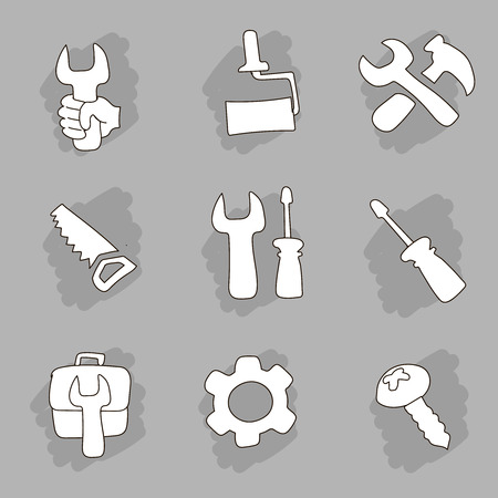 Repair and construction working  tools hand drawn icons setのイラスト素材