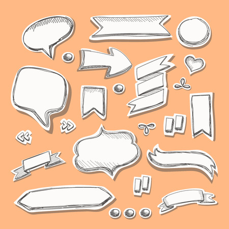 Hand drawn sketch doodle set Vector  illustration.のイラスト素材
