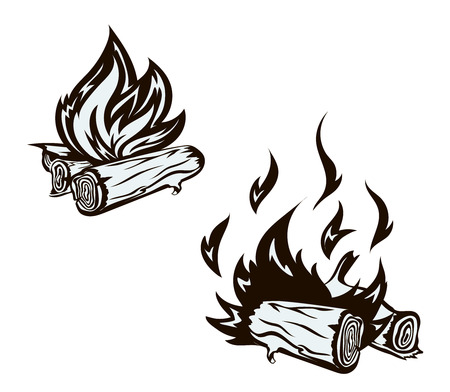 poster with hand drawn bonfire setのイラスト素材