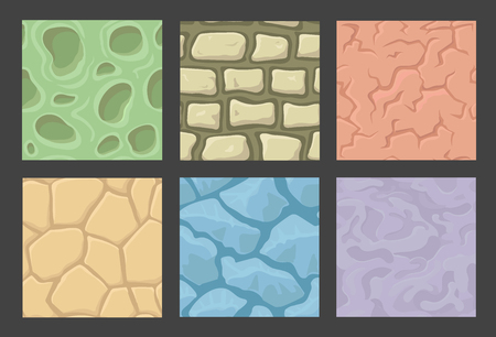Ground seamless game patterns set, stone textures collectionのイラスト素材