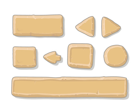 Cartoon stone ui game assets or buttons set, isolated on whiteのイラスト素材