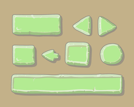Set of cartoon green buttons for web or game design のイラスト素材