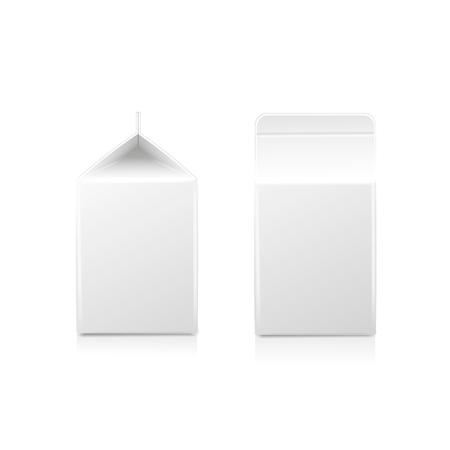 White half-liter cardboard brick package for diary products, juice or beverage. Packaging collection.  Vector illustration.のイラスト素材