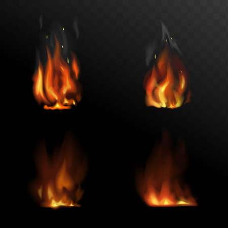Set of vector realistic fire. Flame illustrationsのイラスト素材