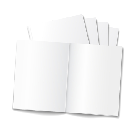 Blank opened magazine or notepad template on white background. Realistic vectorのイラスト素材