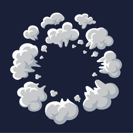 Smoke and dust explosion cartoon frame vector