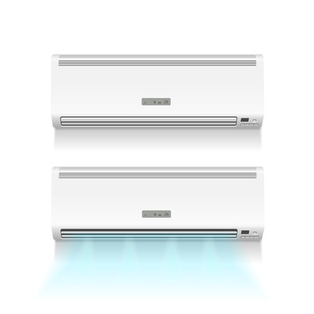 Air conditioner isolated with cold air on white photo-realistic vectorのイラスト素材