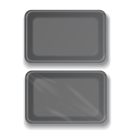 Empty black plastic food container vector illustrationのイラスト素材