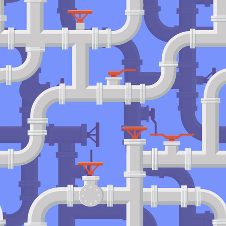 Seamless background of water pipeline. Piping System on blue background vector illustrationのイラスト素材