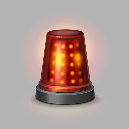Flasher police siren red color realistic isolated vector illustrationのイラスト素材