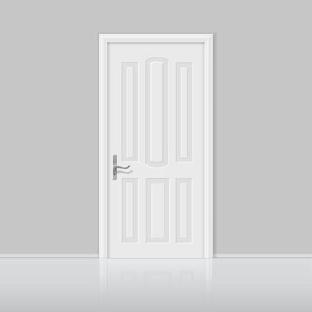 Closed white door with frame isolated on background vector illustrationのイラスト素材