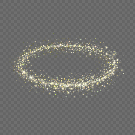 Circle with stars, transparent light effect. Abstract bright sparkling ring. Sparkle frame design element vectorのイラスト素材