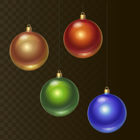 Set of different colored Christmas balls vectorのイラスト素材