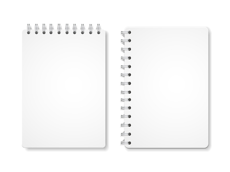 Paper blank notebooks, spiral notepads office equipment isolated on white vector illustrationのイラスト素材