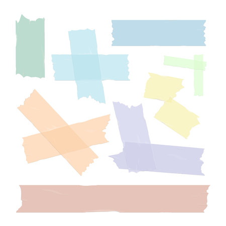 Scotch tape pieces set isolated. Vectorのイラスト素材