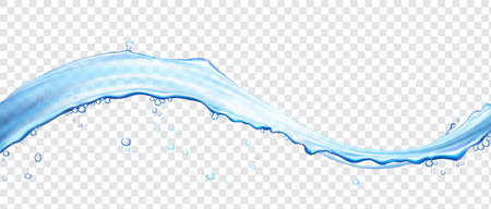 Water wave surface with bubbles. Realistic vector 3d illustrationのイラスト素材
