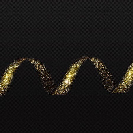 Gold Spiral trail glittering sparkling shiny helix element. Vectorのイラスト素材